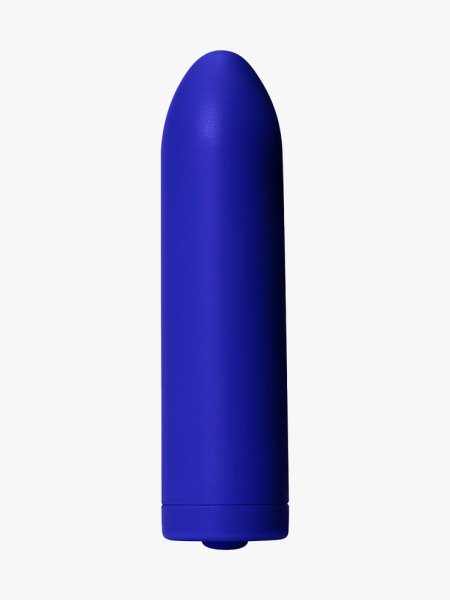 Dame Zee royal blue bullet vibrator on light gray background